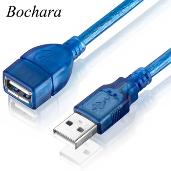 Bochara USB 2.0 pikenduskaabel Meeste ja Naiste M/N Dual Varjestus(Foolium+Põimitud) Läbipaistev Sinine 1,5 m 1,8 m 3m 5m 10m