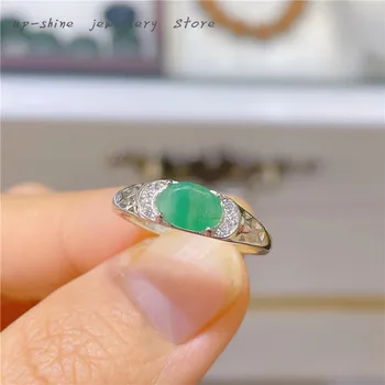 100% looduslik smaragd ring, Seiko inkrusteeritud 925 hõbe naiste ring, lihtne atmosfääri