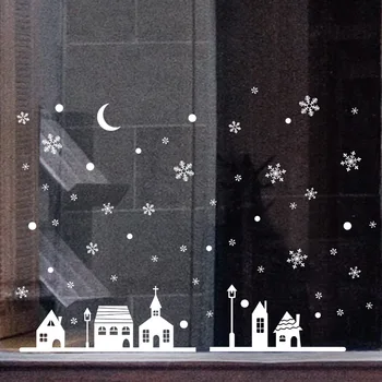 Uus, Jõulud Öösel lumehelves elektrostaatiline Kleebis Klaasist Akna, seina kleebised Kids room Xmas Dekoratiivsed Disain, Decor Kleebised