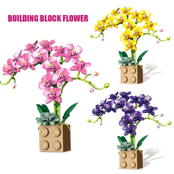 Creative Building Blocks Lill DIY Simulatsiooni Kimp Orhidee Bonsai Kodu Kaunistamiseks Tüdruk Assamblee Mänguasjad, Laste Puhkus Kingitus