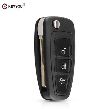 KEYYOU 3 nuppu Flip key Kokkuklapitavad auto Remote Key Shell Ford Focus Mk1 Mondeo Transiidi stiil smart võtme kate Juhul Fob