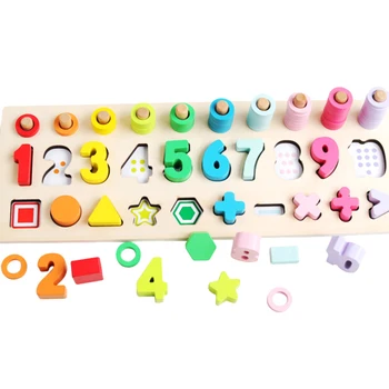 Uudised Laps Montessori Haridus Macaron Värvi Puidust Värvi Number Kuju Logi Juhatuse Mänguasi, Varase Õppe Block Puzzle Õpetamise Puzzle
