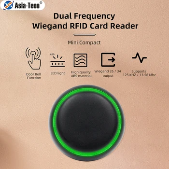 Mini Dual Sagedus-Kaardi Lugeja 125kHz RFID Ja 13.56 MHz Wiegand 26 / 34 Väljund läbipääsusüsteem Kaardi Lugeja Koos Uksekell
