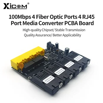 1 Tk PCBA Juhatuse Ethernet Kiudaineid Lüliti 10/100M 20KM 4*KS Kiudaineid 4*RJ45 Single Mode Fiiber Optiline Media Converter 1310/1550nm