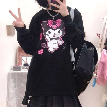 HOUZHOU Must Gooti T-Särk Naistele Harajuku Cartoon Graafika Tee Streetwear Jaapani Liiga Pikk Varrukas T-särk Y2k Tops
