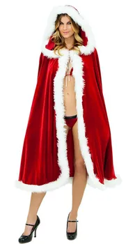 1tk/palju Christmas Santa Cape Suur Punane Kuld Sametist Kapuutsiga Varjatud Cosplay Täiskasvanud daam Lapsed tüdruk, cosplay kostüümid (hea)