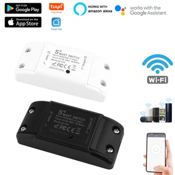 Tuya Wifi Mini Smart Switch Traadita Timeing Kontrolli Tulede Lülitid Koduautomaatika Moodulid Ühilduvad Alexa Google Kodu 0