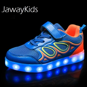 JawayKids laadimine USB hõõguv Lapsed LED Tossud Laste Mood helendav kingad Poisid Tüdrukud Kokkuklapitavad Sport Töötab, süttib kingad
