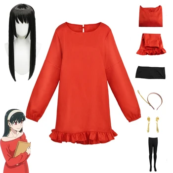 SPIOON×PERE Yor Võltsija Cosplay Kostüüm Naiste Vabaaja Punane Mini Seelik Yor Puukanerva Punane Kleit Halloween Anime Kostüüm