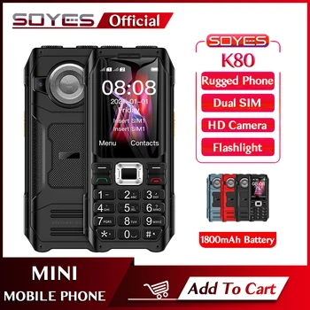 SOYES K80 GSM 2G Mobiiltelefoni 1800mAh Dual SIM-Kaardid Topelt Taskulamp Torch Valju Heli MP3 FM Vibratsiooni Vanem Mobiiltelefon