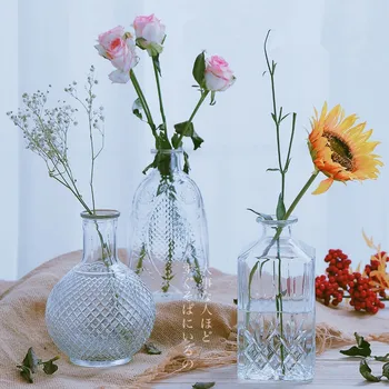 Läbipaistev Lillevaasi Loominguline Põhjamaade Teenetemärgi Kodus Retro Pressitud Klaasist Vaasid Elutuba Flower Arrangement Kaunistused