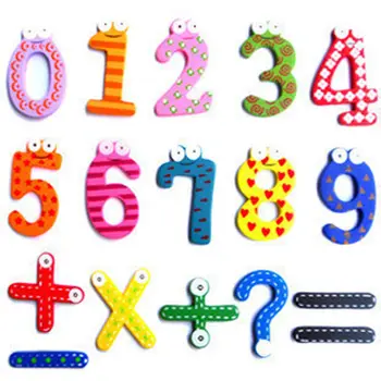 15tk/set Puidust külmkapimagneteid Kleebise Number Joonis Kleepsud Baby Kids Matemaatika Mänguasjad Kodu Kaunistamise Tarvikud 0