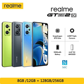 Algne Realme GT Neo 2 5G Mobiilne Telefon NFC Snapdragon 870 Okta Core 64MP 65W Kiire Tasuta 5000mAh Aku Nutitelefoni