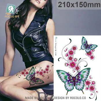Rocooart LC828 3D Sexy Liblikas Ajutine Tätoveering Kleebised Body Art Tatouage Ilusad Lilled Võltsitud Tätoveering Taty Lady Naine