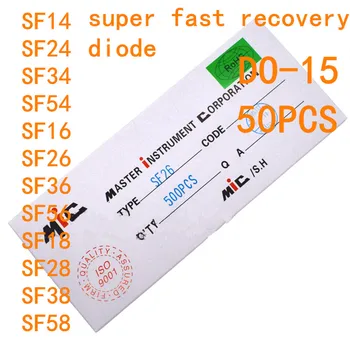 50TK Schottky super kiire taastumine diood SF14 SF24 SF34 SF54 SF16 SF26 SF36 SF56 SF18 SF28 SF38 SF58 1N5819 2A 3A 5A 400V 600V