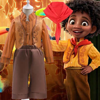Disney Encanto Võlu Lapsed Halloween Lapsed Cosplay Kostüüm Poistele Antonio Set Riided Pikk Varrukas Triibuline Särk+Pant+Vest+Sall