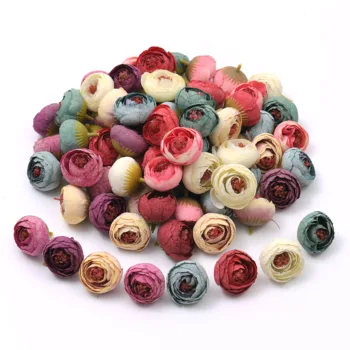 30pcs 3-4cm Mini Rose Bud Kunstlik Scrapbooking Silk Flower Pead Pulm Teenetemärgi DIY Pärg Kingitus Käsitöö Võltsitud Lill