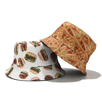 2020. Aasta Uus Mood Suvel Kartulikrõpsud Hamburger Trükitud Kalamees Mütsid Pöörduv Kopp Mütsid Gorro Pescador Mehed Naised