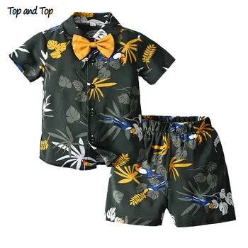 Top ja Top Brand New Kid Poisid Suve Riideid Komplekti Lühikese Varrukaga T-Särk Tops+lühikesed Püksid Poiste Vabaaja Riided Havai Stiilis Beachwear