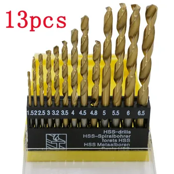 13PCS HSS Titaan Kaetud Twist Puuriterad 1.5-6.5 mm Puit Metallist Tööriist Mini Drill Bit Set Käsi-Tööriistade jaoks, Puidutöötlemis-Tarvikud