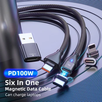 100W USB-C USB Type C Magnet laadimiskaabel PD Kiire Laadija 3 in 1 USB Juhe Juhe Xiaomi Samsung Macbook, iPad Sülearvuti