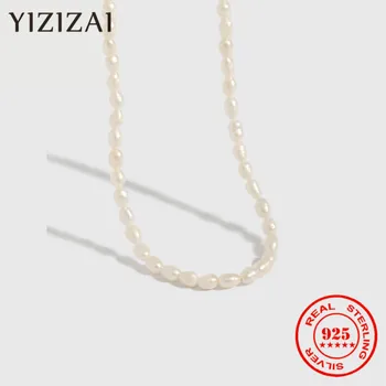 YIZIZAI 100% 925 Sterling Hõbe Looduslikku Magevee Barokk Pärl Kaelakee Elegantne Naiste Lühike Clavicle Kaelakee Ehted