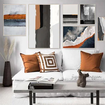 Kaasaegne ja Abstraktne Oranž geomeetriline värvi plokk tekstuur Lõuend Kunsti Maalid elutuba Plakatid, Pildid Seinale Plakat Home Decor 0