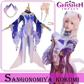 Genshin Mõju Sangonomiya Kokomi Cosplay Kostüüm Parukas Anime Mäng Genshin Cosplay Kleit Halloween Carnival Naiste Kostüüm Pool