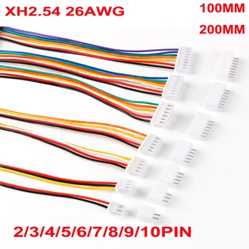 10Sets XH2.54 Male Plug Connector+ Naine Sirge Varda 2/3/4/5/6/7/8/9/10Pin 26AWG Pigi 2.54 MM 100 MM/200 MM Traat