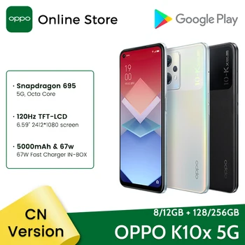 OPPO K10x 5G Nutitelefon Snapdragon 695 8GB 128GB 6.59 120Hz Ekraani 64MP Triple Nukid 5000mAh 67W kiirlaadimine K 10 x Mobiiltelefonid 0