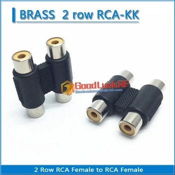 Topelt rida Dual RCA Female to RCA Emane audio ja video ühendus, Messing lotus AV-pistik RF pistik muundamise laiendamist 0
