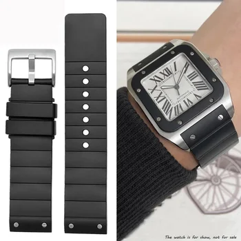 Vaadata Tarvikud Cartier W20121U2 Santos100 Silikoon Watchband Pehmest Kummist Sport Rihm Meeste ja Naiste Käevõru 23mm