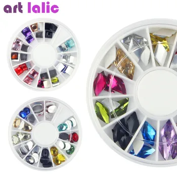 24tk 3D Nail Art Teemant Kive Square Langus Südame Kleebised Ratast Küünte Näpunäiteid, Dekoratsioonid, DIY Küünte Tarvikud