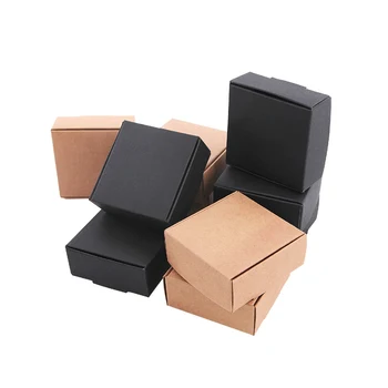50tk/palju Valge/Pruun Jõupaber kinkekarbis Must Pakend Kommi Paberi Kasti Ehted Seep Ekraan Package Box Karbis Paber-Karbid Jõupaber 0