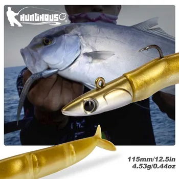 Hunthouse Must Lepamaim Pehme Landid 112mm/12g Kinnitusseadmete Pea Meelitada Hukku Bass Forell 2020 kalastustarbed LW246