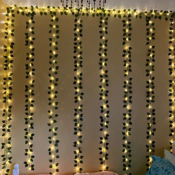 12tk Kunstlik Taimed LED Leaf Rotangist Viinapuu Rippuvad Kodu elutuba Decor Võltsitud Ivy Vanik Teenetemärgi Puhkus pool