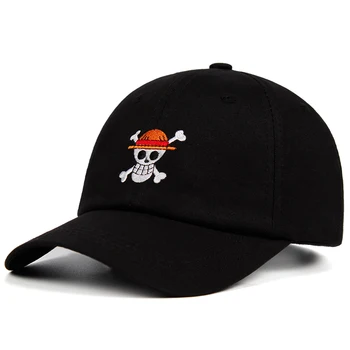 Üks Töö Piraat Lipu Isa Müts Jaapani Anime 100% Puuvillased tikandid Baseball Cap Snapback Unisex Mood väljas vaba aja mütsid