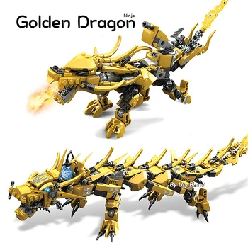 Sõidab Golden Ninja Võitlus Dragon Mech KES 2 In 1 Komplekti Nukud DIY ehitusplokid Kids Mänguasi Lastele Poisid Sünnipäeva Kingitused