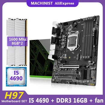 MASINIST H97 Emaplaadi LGA 1150 Komplekt Komplekt Core I5 4690 Protsessor DDR3 16G(2*8G) RAM-Mälu Jahuti VENTILAATORI ZB-H97M-PRO