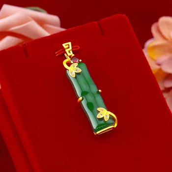 Puhas 999 18K Kuld Ripats Kaelakee Etnilise Füüsiliste Kalliskivi Smaragd Kuld Jõulud Ripats Naiste Trahvi Ehteid Kingitus