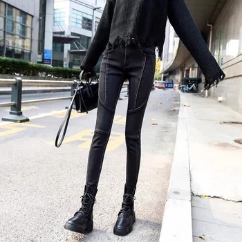 Mustad Teksad Naiste 2022 aasta Kevadel Ja Suvel Suure-waisted korea Püksid Slim Kõik-mängu Pliiats Püksid Väikesed Jalad Ropa Mujer