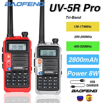 2tk Baofeng UV5R Pro Walkie Talkie, 8W Võimas Tri-band 220-260MHz Kaks Way Radio HF Transiiver UV5R Uuendada Kaasaskantav Ham Raadio