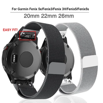 Quick-Fit 26 22 20MM Watchband Rihma Garmin Fenix 5X 5 5S 3 3HR D2 S60 Fenix 6X Smart Watch Band Roostevabast Terasest Randme Bänd