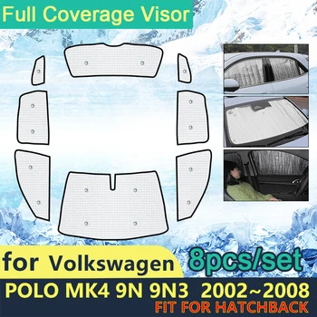 Täielik Hõlmab Päikesevarjud Volkswagen VW POLO MK4 2002~2008. aasta Auto päikesekaitsekiled Esiklaasid Külje Akna Visiir Shaby Tarvikud