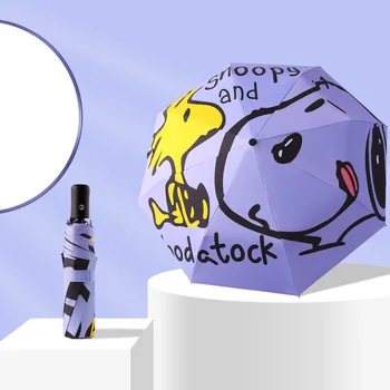 Kawaii Snoopys Vihmavari Koomiks Anime Päikesevarju Päikesekaitsetoodete Uv Kaitse Klapp Automaatse Nii Päikeseline ja Vihmane Armas Mänguasjad Tüdrukud Kingitus