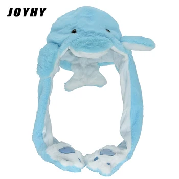 JOYHY Kõrva Liigub Armas Palus Blue Dolphin Loomade Müts Paw Täiskasvanud Naiste Lapsed Poisid Tüdrukud Jõulud Talve Mütsid Beanie Mütsid