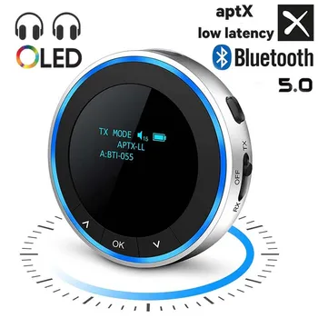 AptX Madal Latentsus Bluetooth 5.1 Audio-Saatja-Vastuvõtja OLED ettevõtete sotsiaalse VASTUTUSE Traadita Muusika Adapter Toetab RCA-3,5 mm Aux-Pesa Vastuvõtja