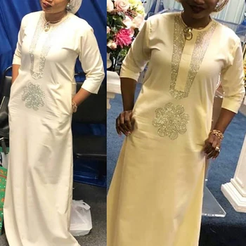 H&D 2022 Turban Kleidid Naistele Aafrika Läikiv Maxi Kleit Moslemi Mood Valge Hijab Abaya Lady Pool Traditsioon Riided 0