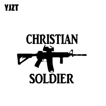 YJZT 15.4*10.9 CM Christian Soldier Relvad Tulevad, mis Hõlmab Keha Warrior Kleebis Auto Decal Must/Hõbe Vinüül C20-1813