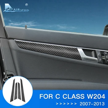 ÕHKKIIRUSE 4pc Auto Ukse Paneel Kleebise jaoks Mercedes Benz W204 C-Klassi Tarvikud Kleebis süsinikkiust Sisekujundus Viimistlus